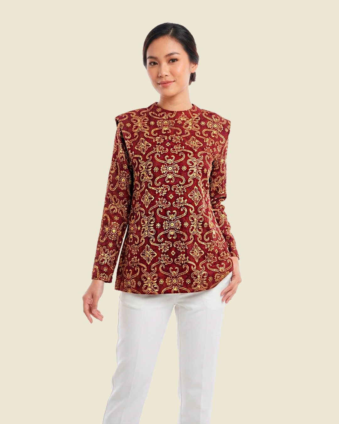 Busana Wanita Office Look Batik Motif Kalimantan Kalung Betiq