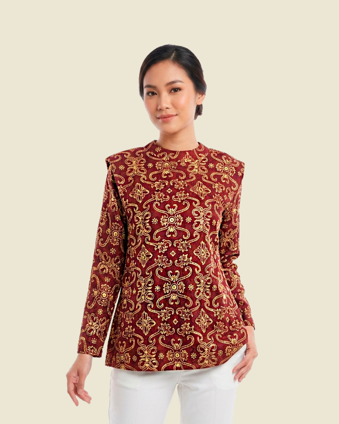 Busana Wanita Office Look Batik Motif Kalimantan Kalung Betiq